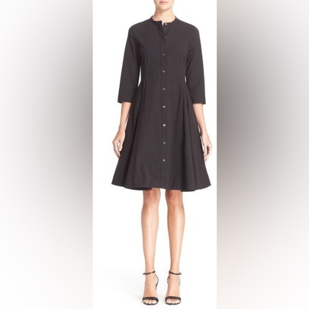 Theory Kalsingas Stretch Cotton Poplin Shirtdress black 12 modest